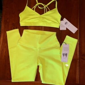 Alo yoga neon yellow leggings airbrush
